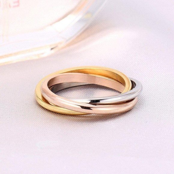 Interlocking Rings‎ Rose Gold Silver Gold - Picture 3 of 4